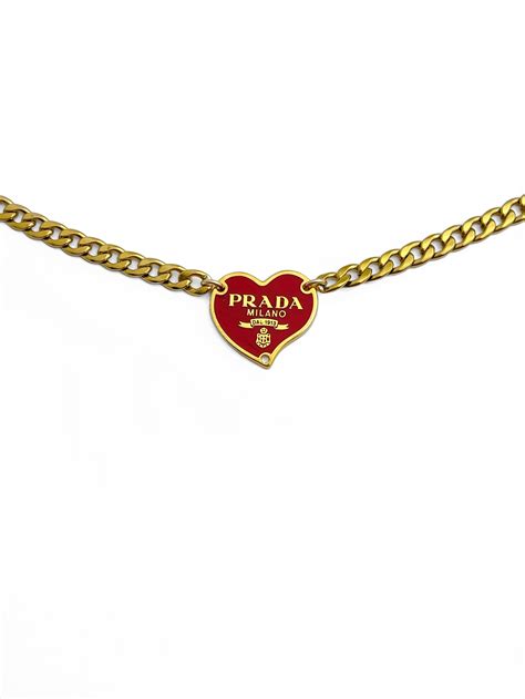 red heart prada necklace